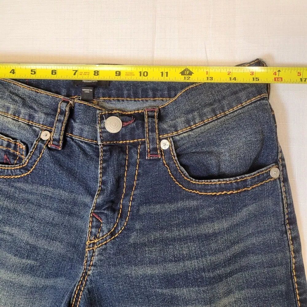 True Religion Geno Slim Big T Relaxed Red Rope Stitch Jeans 30x31
